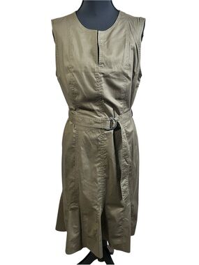 Calvin Klein Olive Green Sleeveless D-Ring Belt Midi Dress Size 8 NWT
